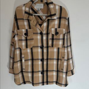 Lucky Brand Tan Plaid Flannel Jacket